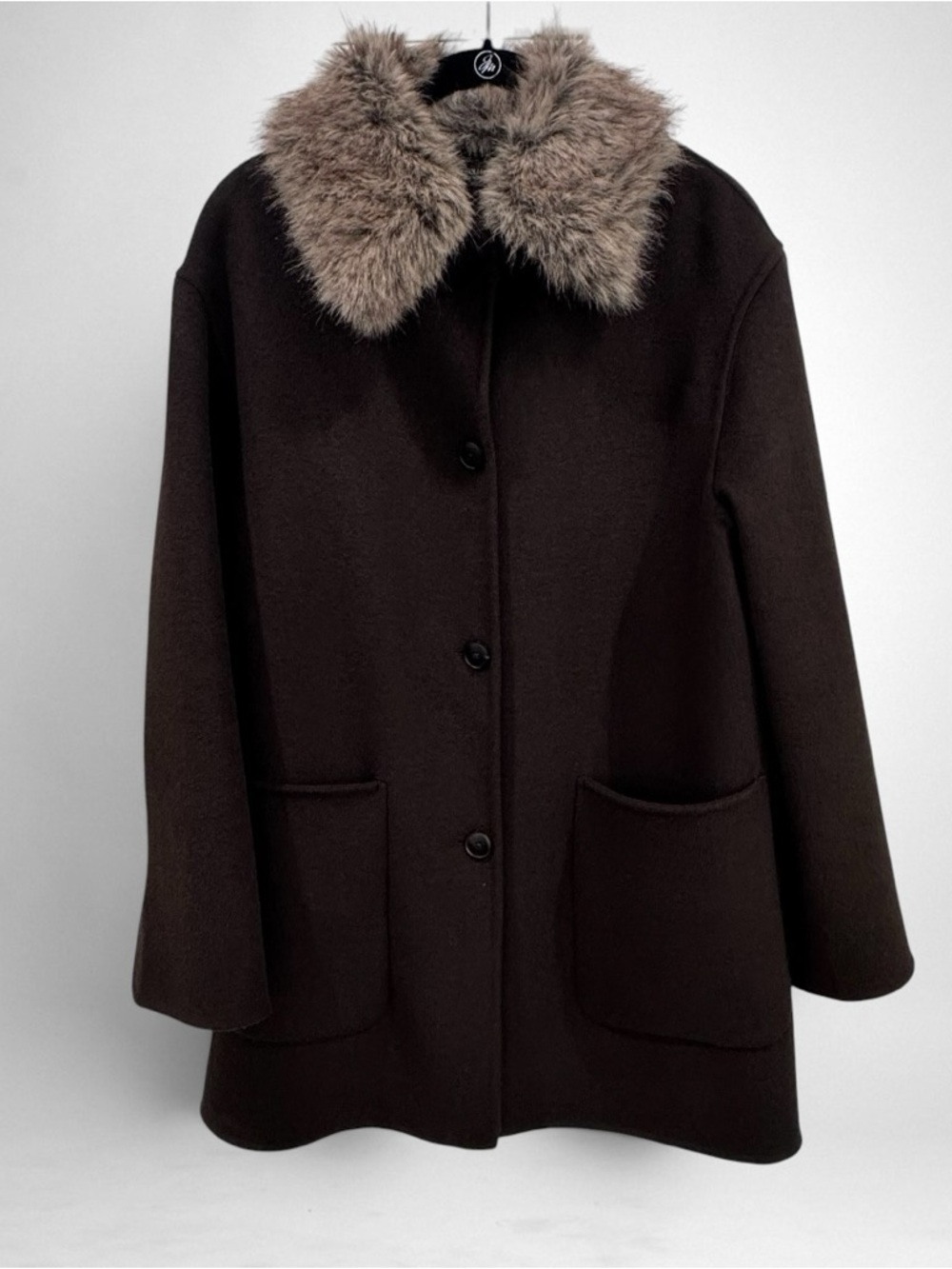 Zara Wool Blend Coat with Faux Fur Collar ZW Collection